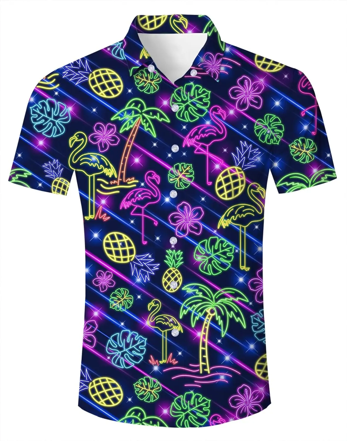 uideazone Mens Funny Hawaiian Shirts 3D Graphic Button Down Short Sleeve Tropical Holiday Beach Aloha Shirt