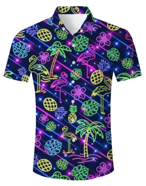 uideazone Mens Funny Hawaiian Shirts 3D Graphic Button Down Short Sleeve Tropical Holiday Beach Aloha Shirt