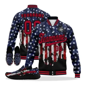 Unique Gift,Personalized America Combo Offer, Custom Stars and Stripes Jackets and Loafer Shoes, Best Gift for Vetaran