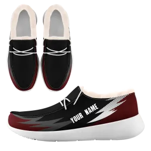 Unique Gift,Personalized Corporate Fur Sneakers, Custom Canvas with  Warm Fur Lining Loafer ShoesDesign for Business Teams