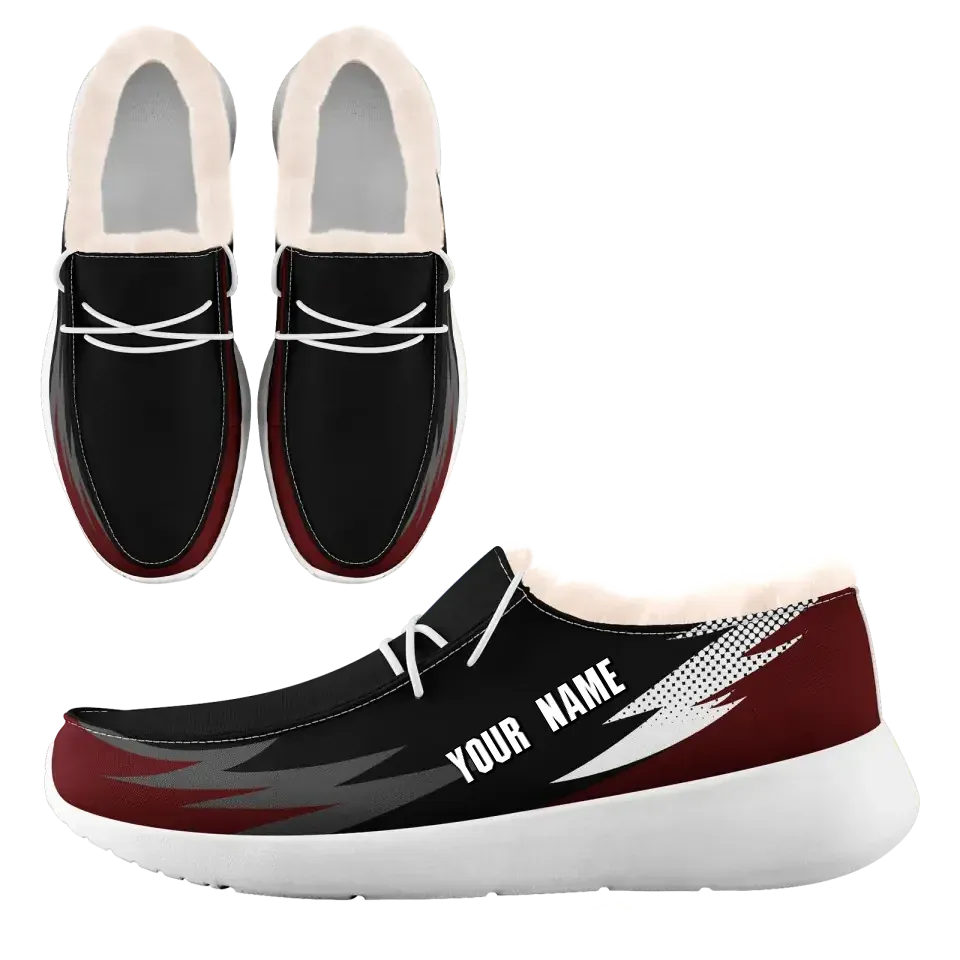 Unique Gift,Personalized Corporate Fur Sneakers, Custom Canvas with  Warm Fur Lining Loafer ShoesDesign for Business Teams