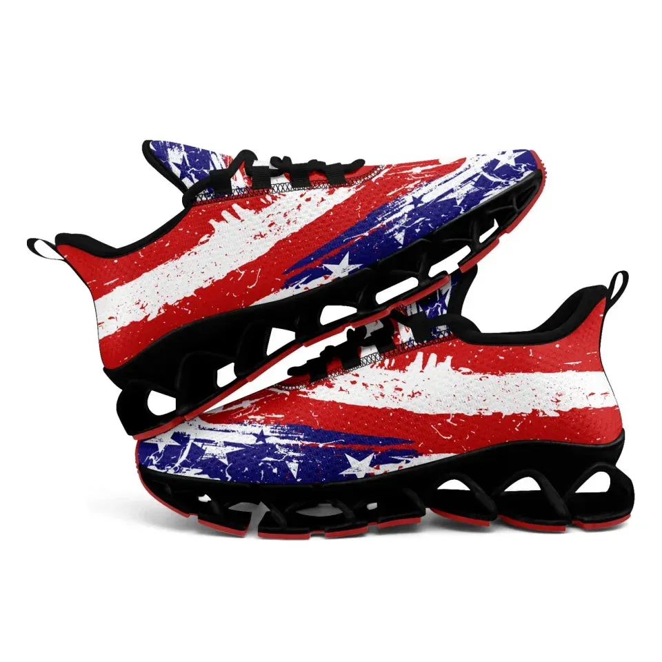 Unique Gift,Personalized Patriotic Cloud Sneakers, Custom  American Flag Design Shoes, USA Pride Comfortable Shoes