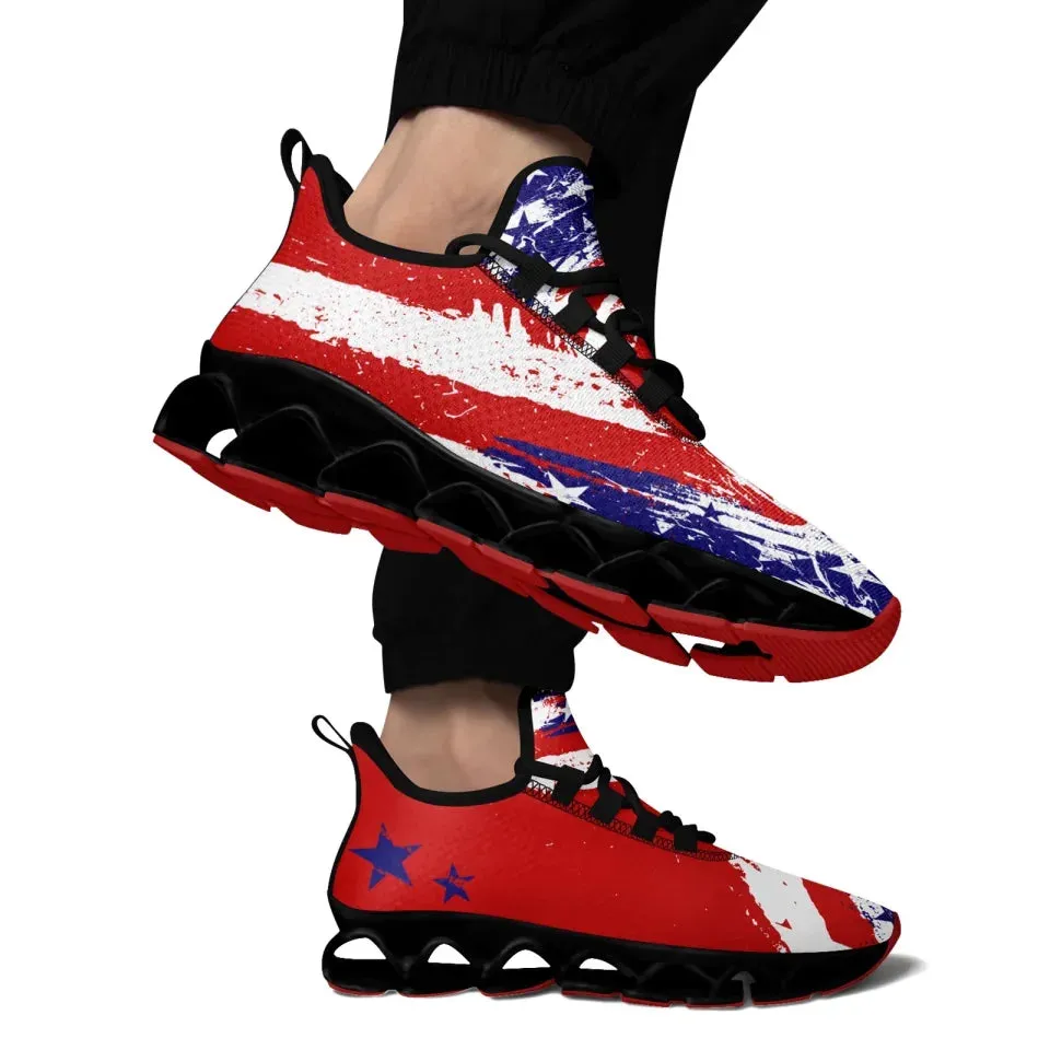 Unique Gift,Personalized Patriotic Cloud Sneakers, Custom  American Flag Design Shoes, USA Pride Comfortable Shoes