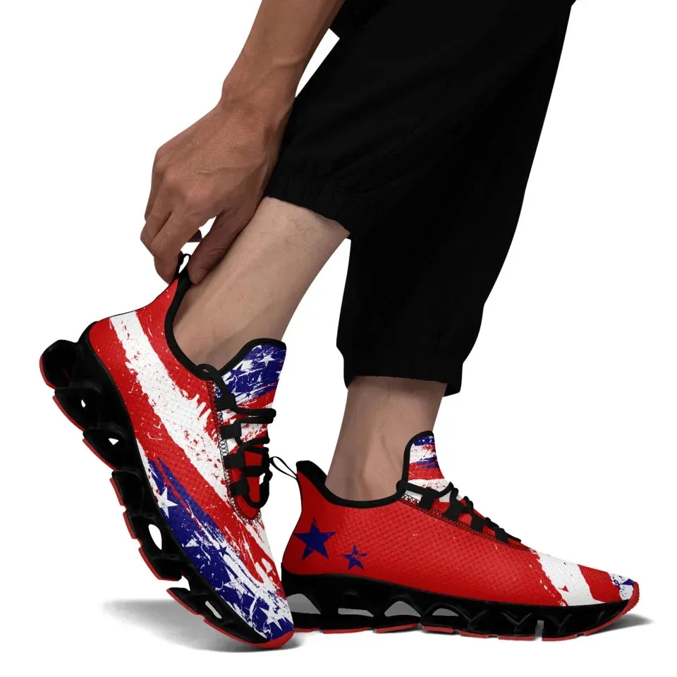 Unique Gift,Personalized Patriotic Cloud Sneakers, Custom  American Flag Design Shoes, USA Pride Comfortable Shoes