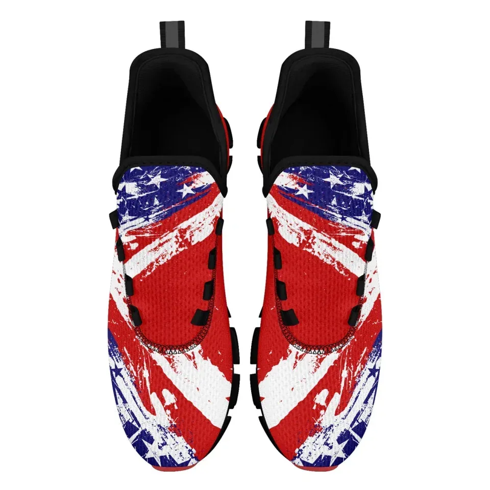 Unique Gift,Personalized Patriotic Cloud Sneakers, Custom  American Flag Design Shoes, USA Pride Comfortable Shoes