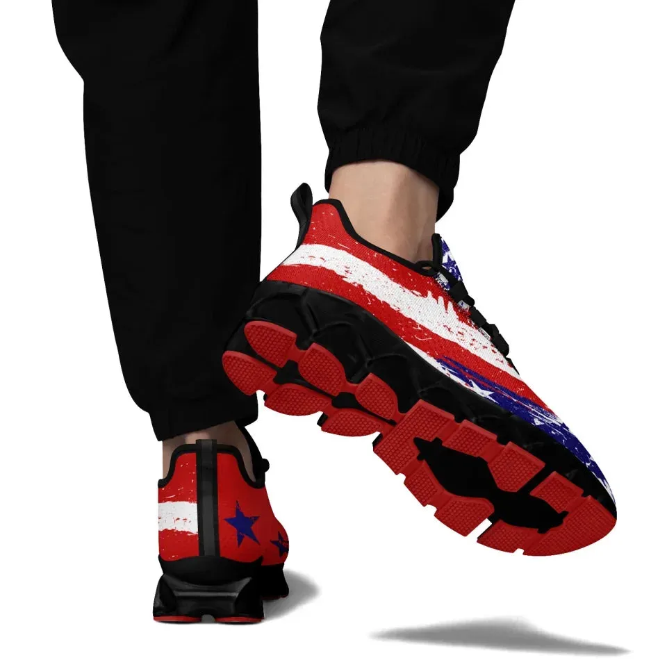 Unique Gift,Personalized Patriotic Cloud Sneakers, Custom  American Flag Design Shoes, USA Pride Comfortable Shoes