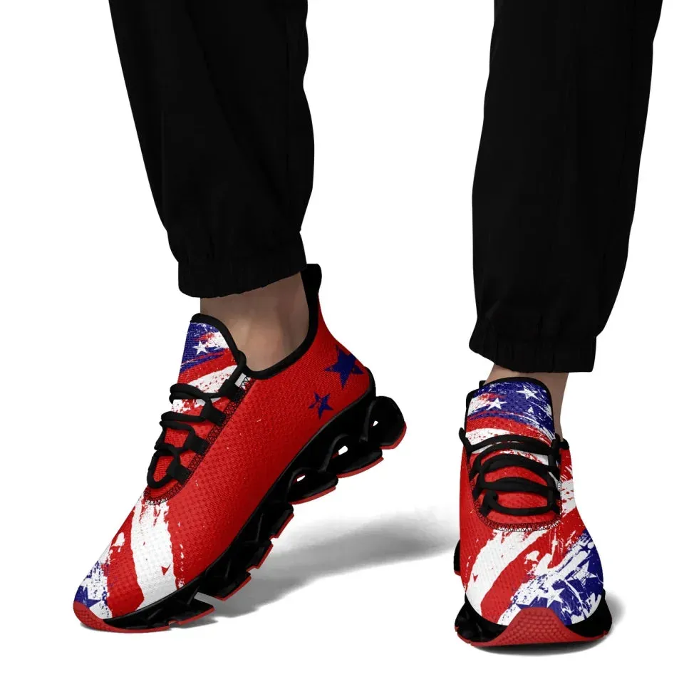 Unique Gift,Personalized Patriotic Cloud Sneakers, Custom  American Flag Design Shoes, USA Pride Comfortable Shoes