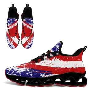 Unique Gift,Personalized Patriotic Cloud Sneakers, Custom  American Flag Design Shoes, USA Pride Comfortable Shoes