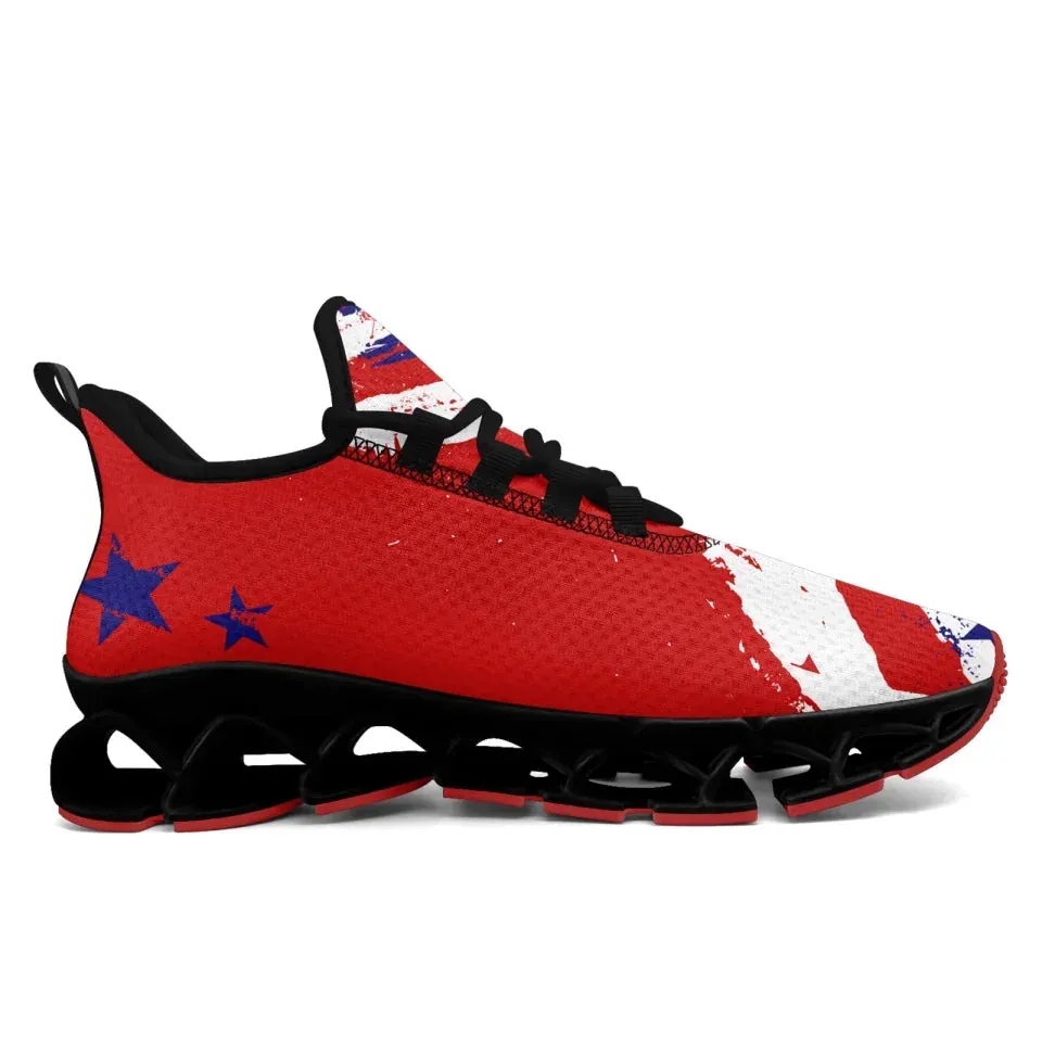Unique Gift,Personalized Patriotic Cloud Sneakers, Custom  American Flag Design Shoes, USA Pride Comfortable Shoes