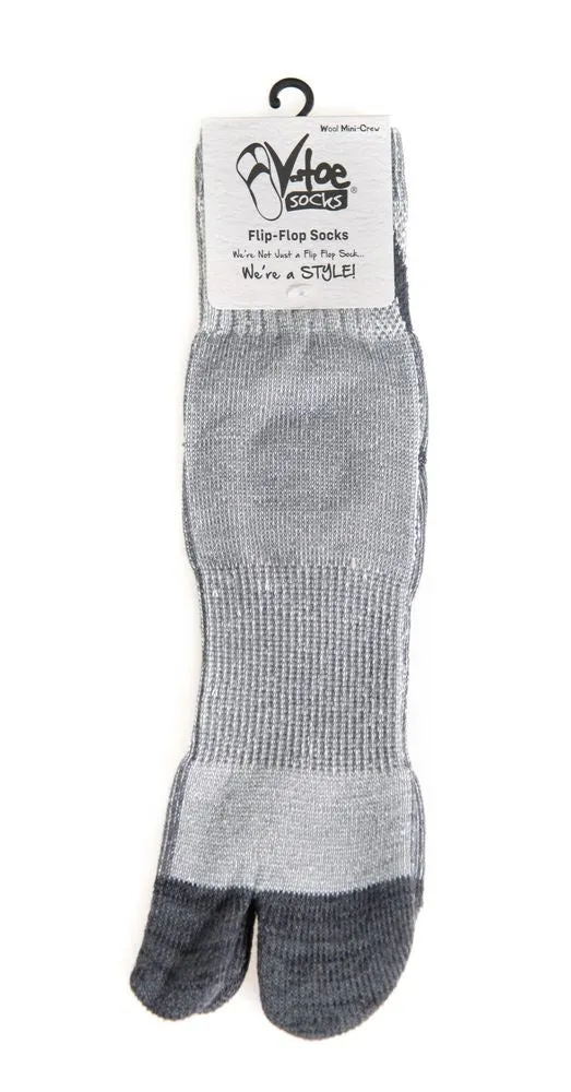 V-Toe Light Grey Wool Casual or Hiking Flip-Flop Tabi Big Toe Chaco Socks