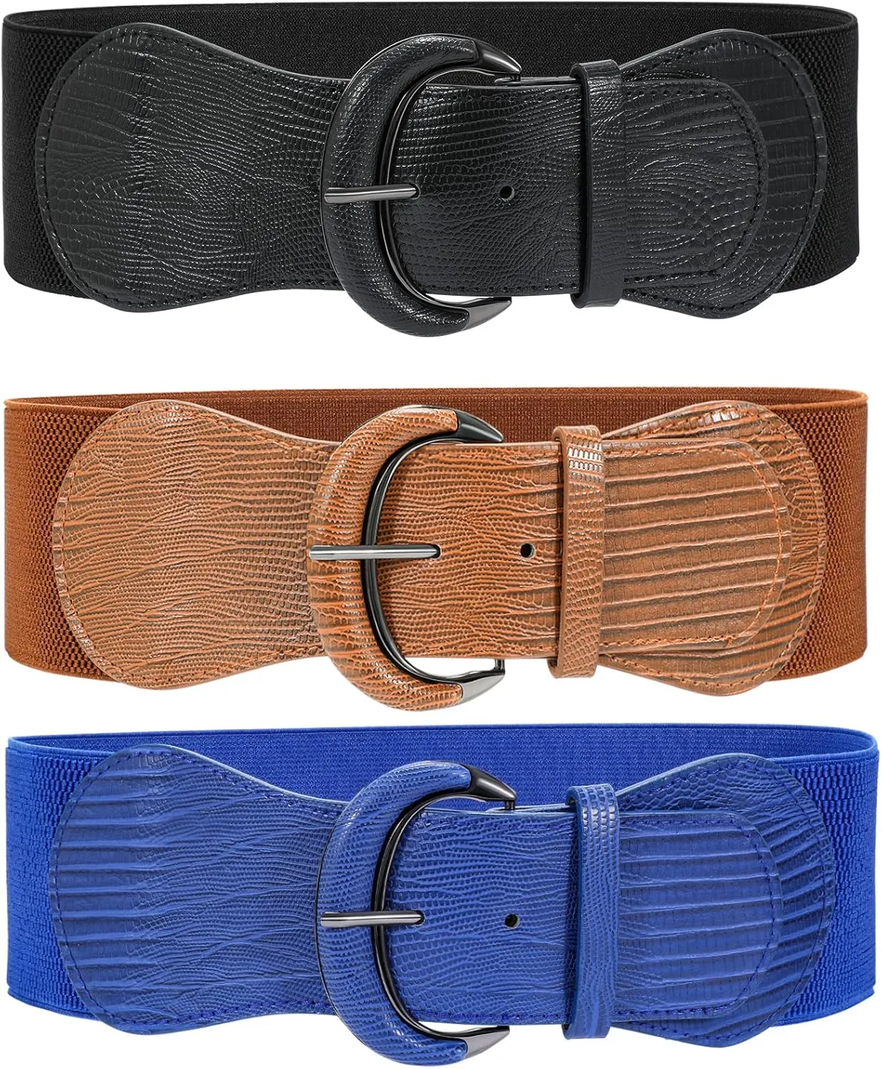 WHIPPY 3 Pack 4 Pack Women Wide Elastic Waist Belt Vintage Stretchy Belt Waistband for Ladies Dresses