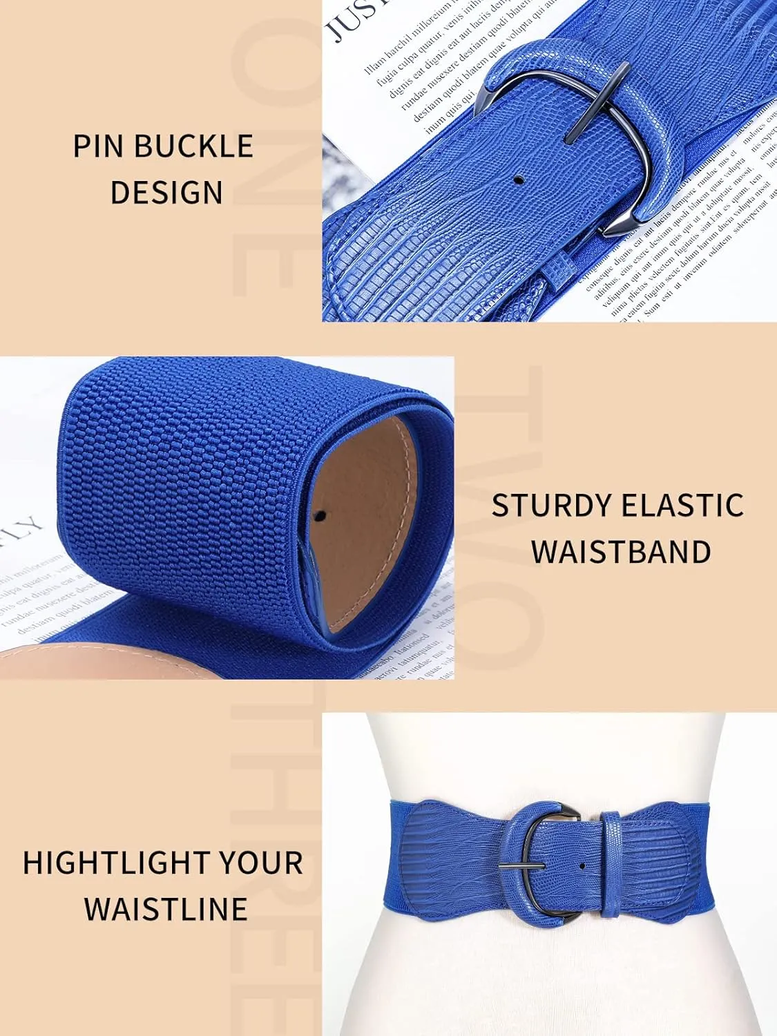 WHIPPY 3 Pack 4 Pack Women Wide Elastic Waist Belt Vintage Stretchy Belt Waistband for Ladies Dresses