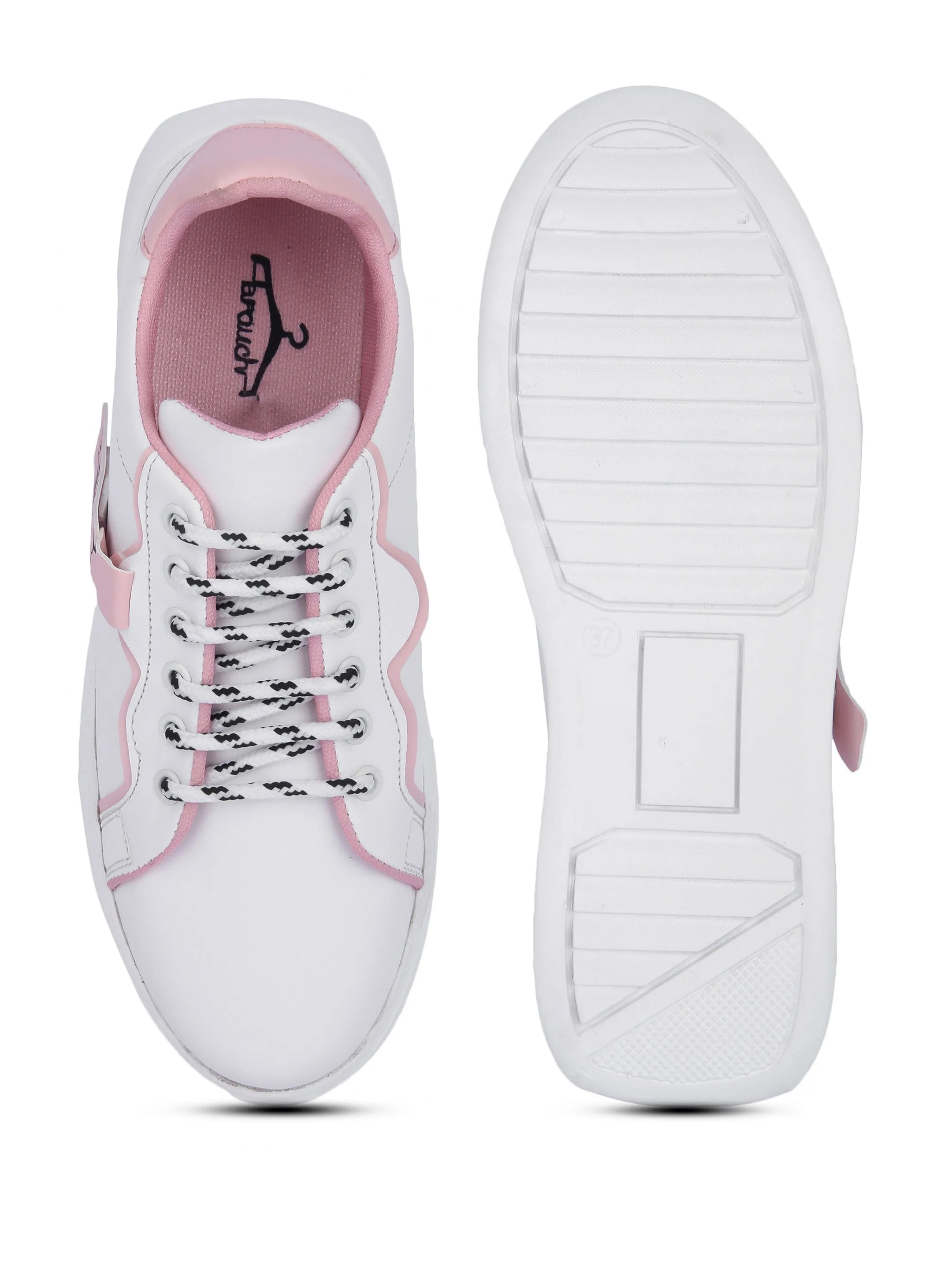 White and Baby Pink Live Laugh Love Casual Sneaker