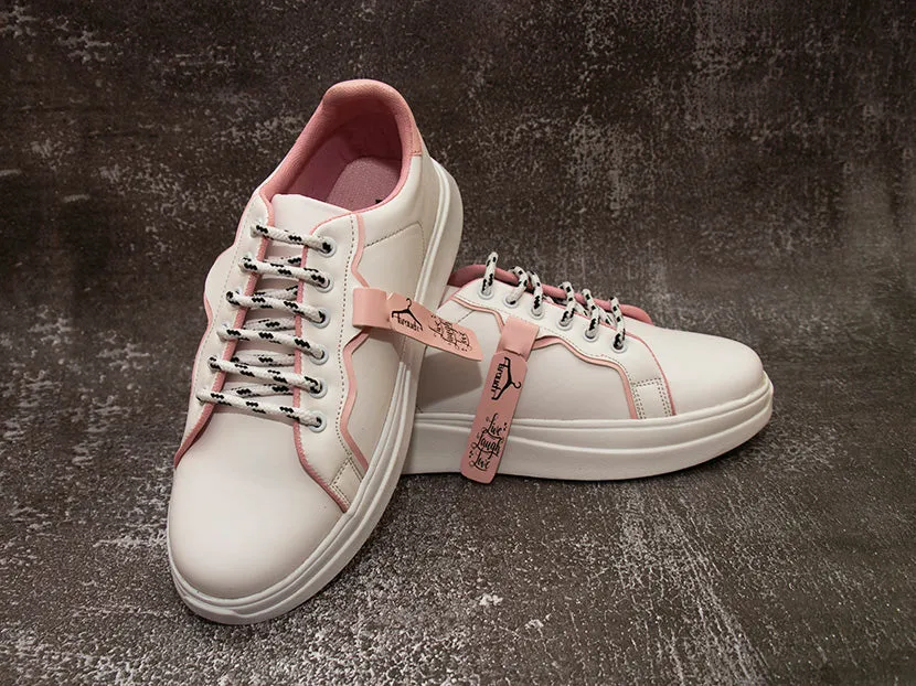 White and Baby Pink Live Laugh Love Casual Sneaker