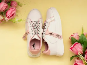 White and Baby Pink Live Laugh Love Casual Sneaker