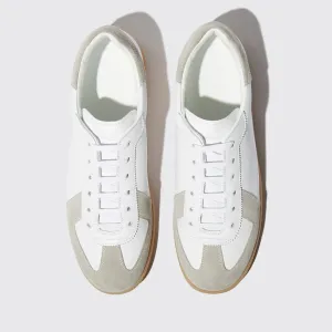 White Leather and Grey Suede Devin Lace Up Sneakers