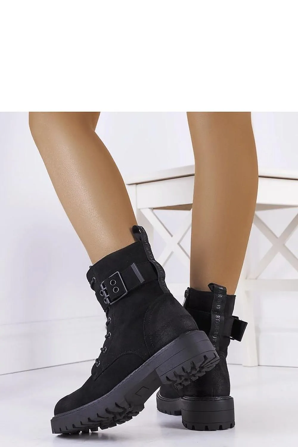 Women's black lace-up boots