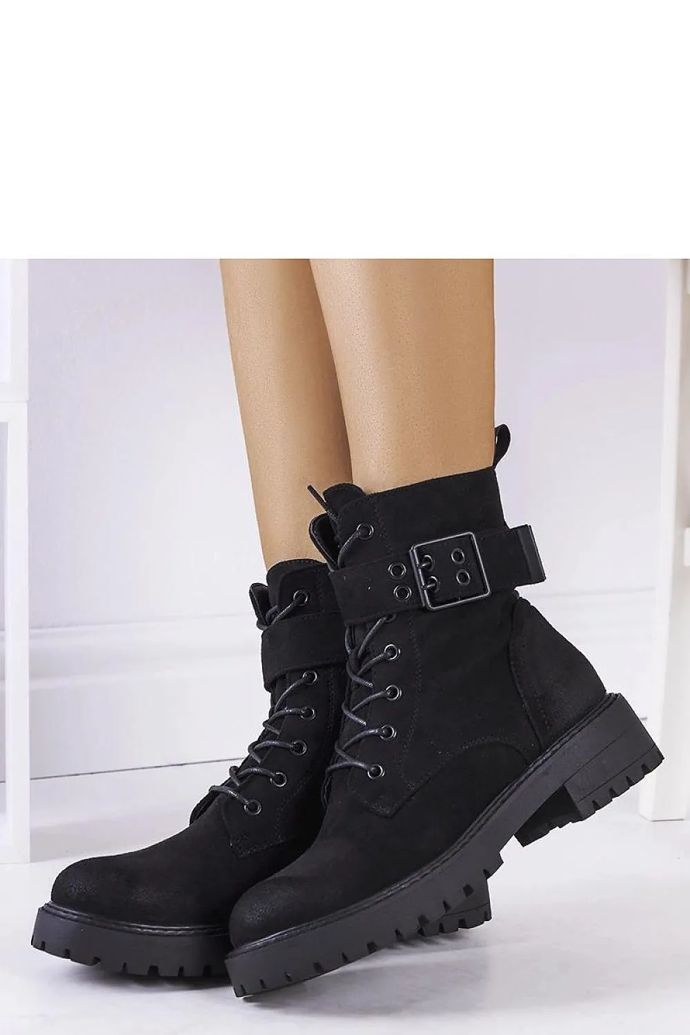 Women's black lace-up boots